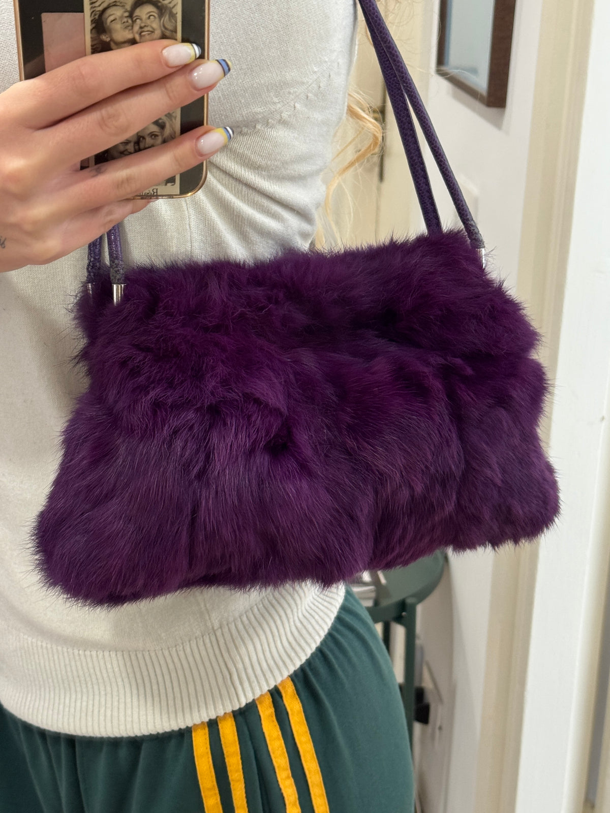 Purple Fur Shoulder Bag