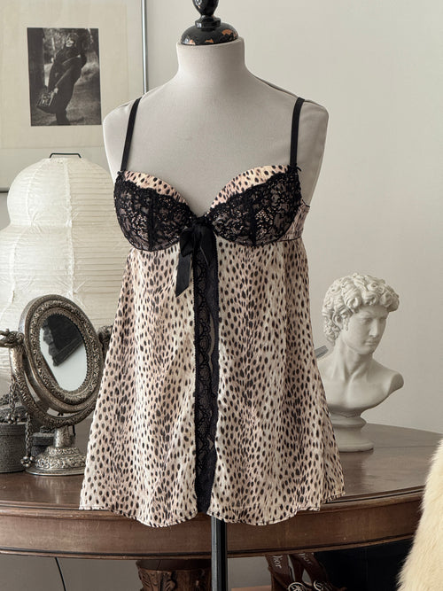 Animal Print Lingerie Top with Built in Bra