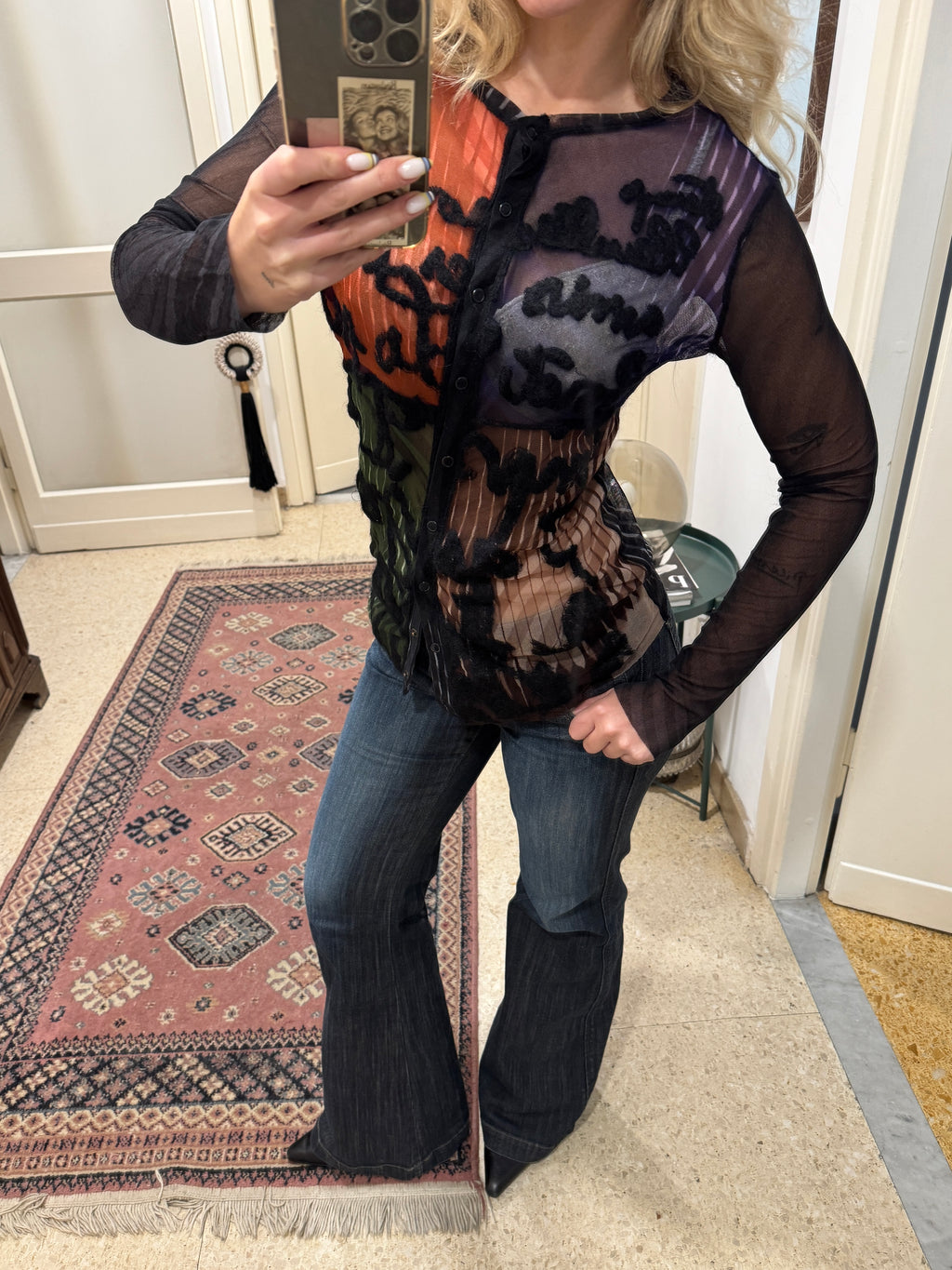 Jean Paul Gaultier Mesh Shirt with Print