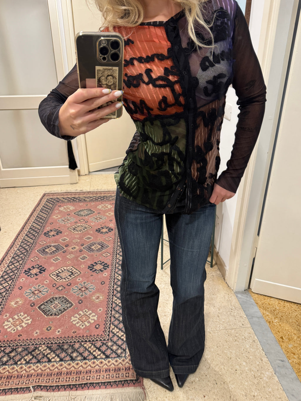 Jean Paul Gaultier Mesh Shirt with Print