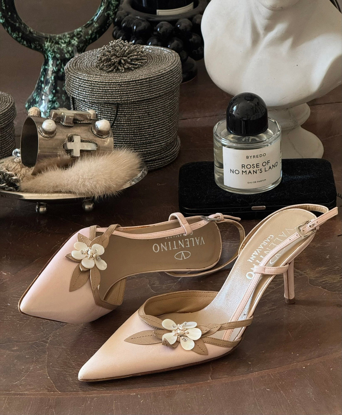 Valentino heels on a vanity